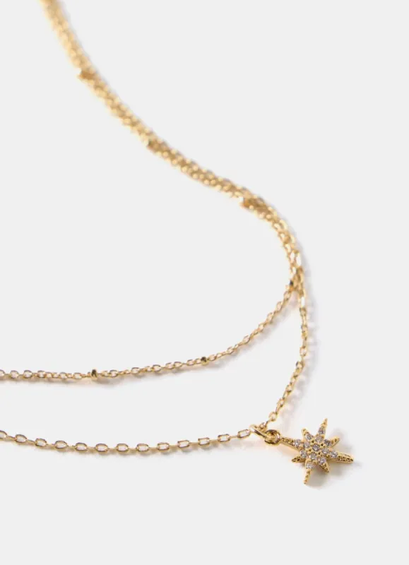Gold Plated Layered Star Necklace sold by Mint Velvet