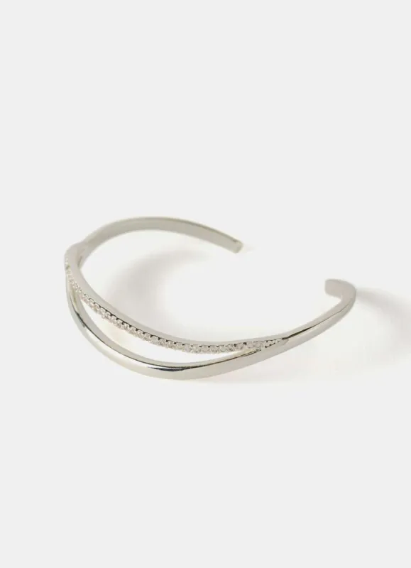 Silver Plated Crystal Cuff Bracelet sold by Mint Velvet