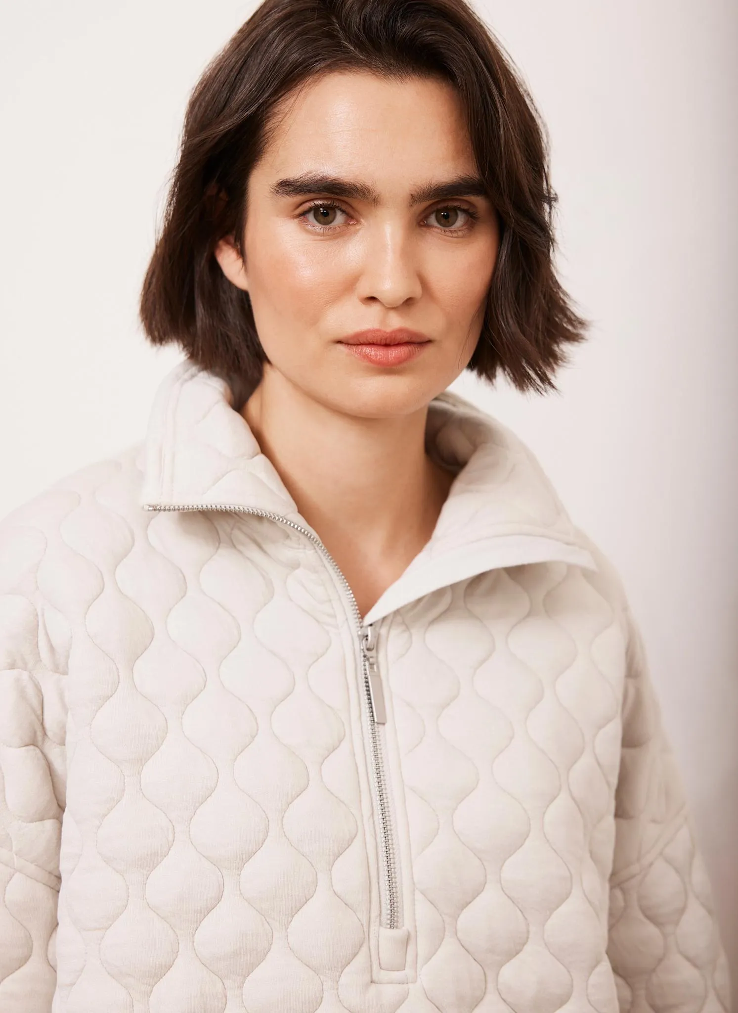Cream Quilted Zip Sweatshirt sold by Mint Velvet product image thumbnail 5
