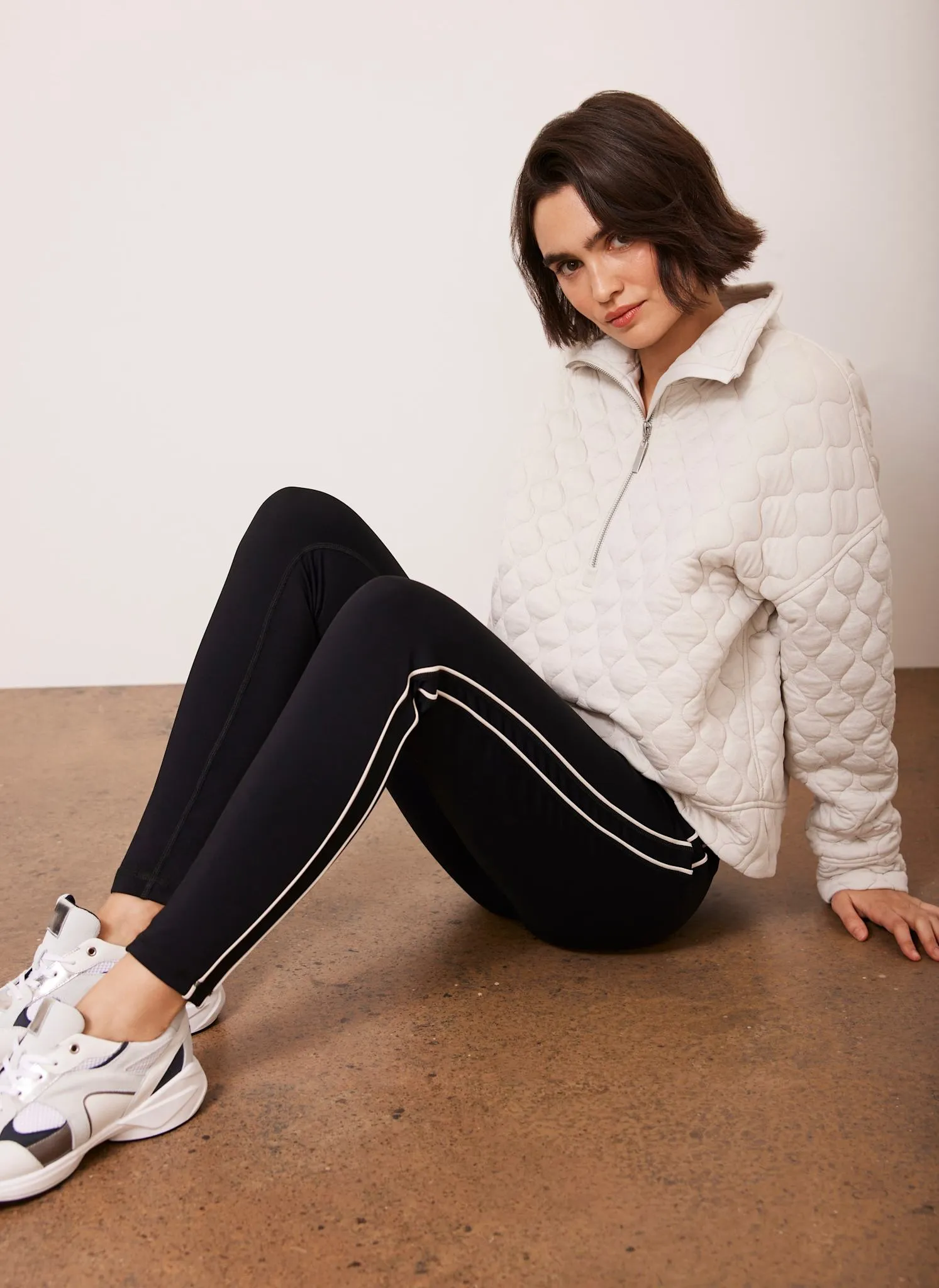 Cream Quilted Zip Sweatshirt sold by Mint Velvet