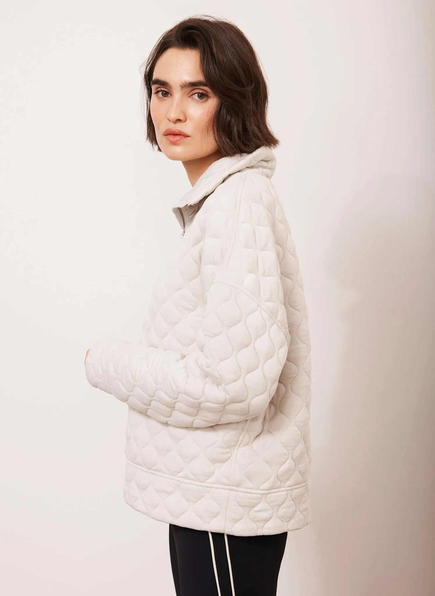 Cream Quilted Zip Sweatshirt sold by Mint Velvet product image thumbnail 2