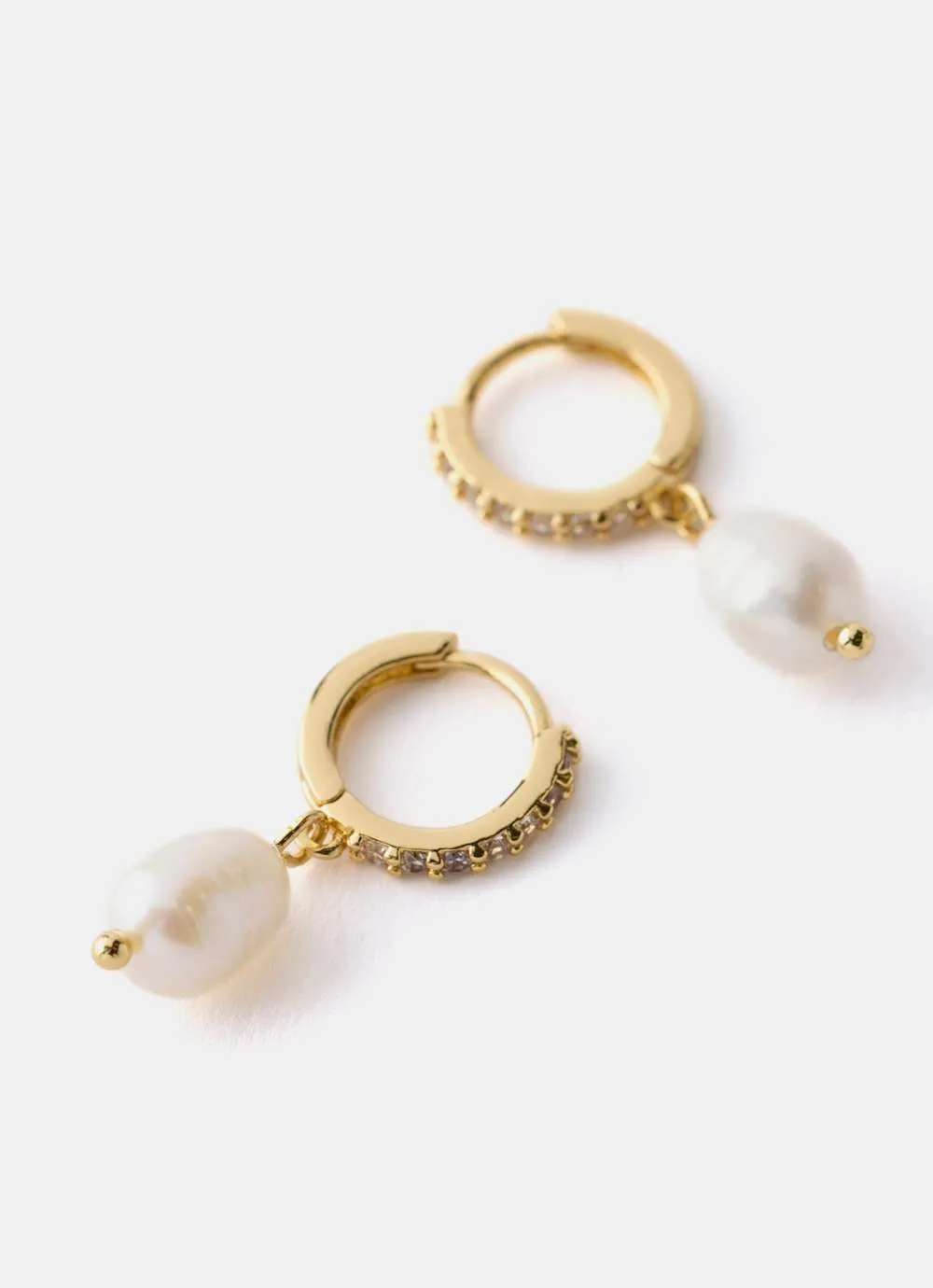 Gold Plated Pearl Hoop Earrings sold by Mint Velvet