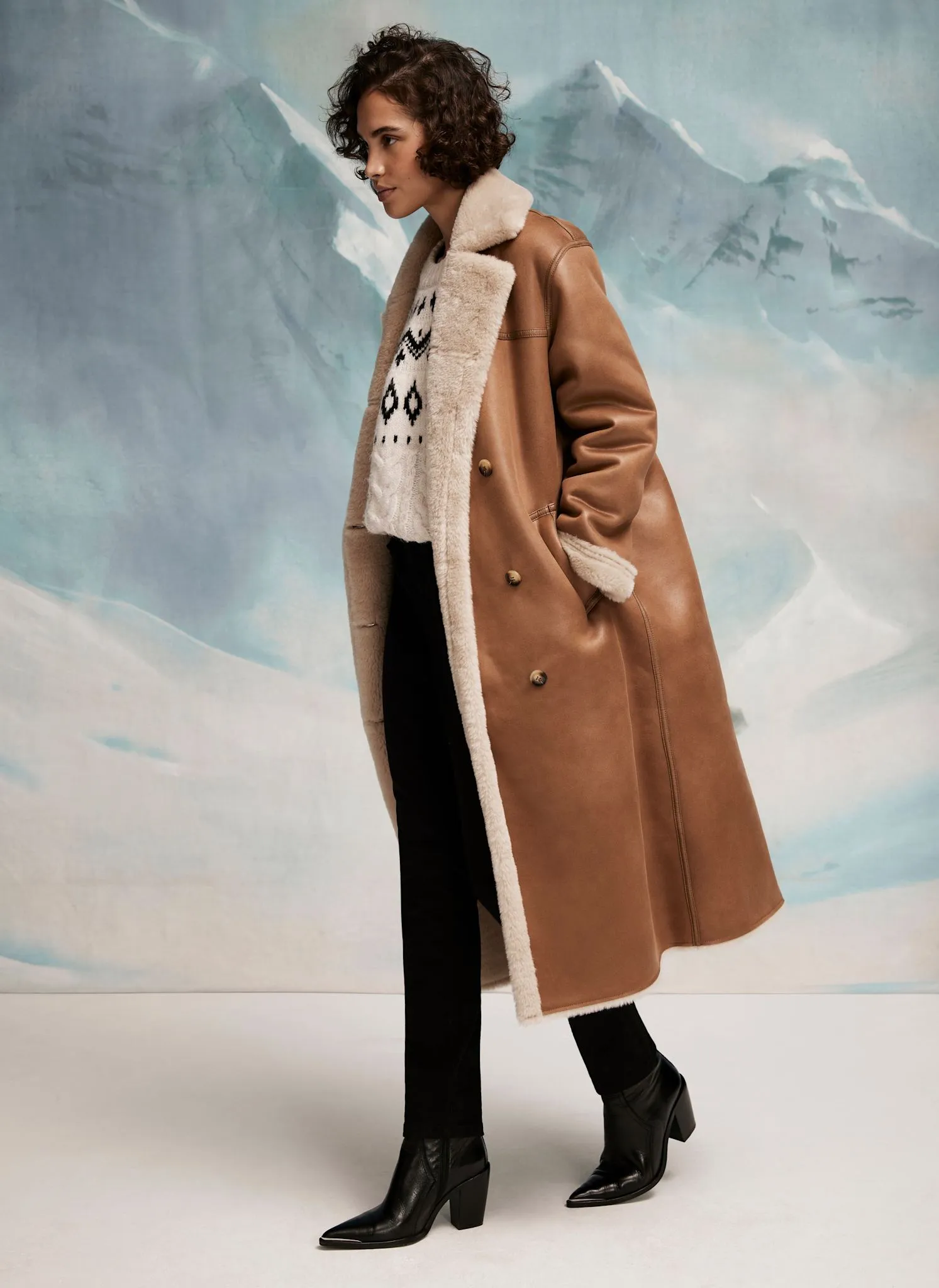 Tan Longline Coat sold by Mint Velvet product image thumbnail 2