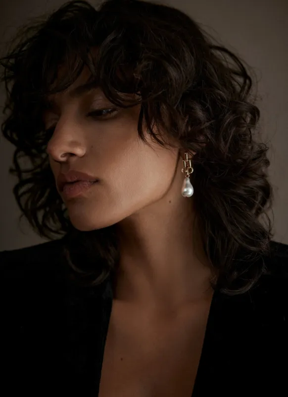 Gold Tone Pearl Drop Earrings sold by Mint Velvet