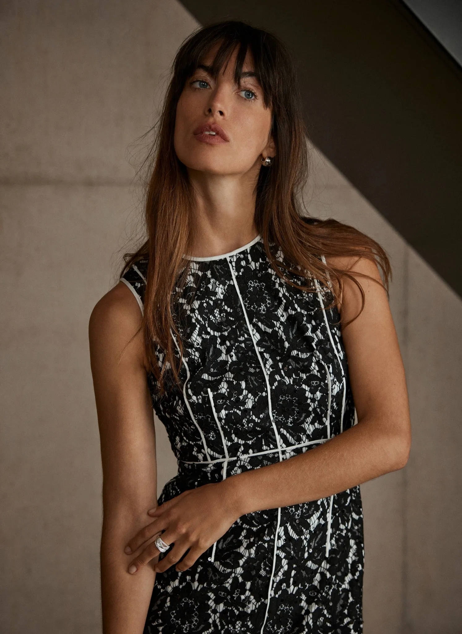 Black Lace Sequin Midi Dress sold by Mint Velvet product image thumbnail 3