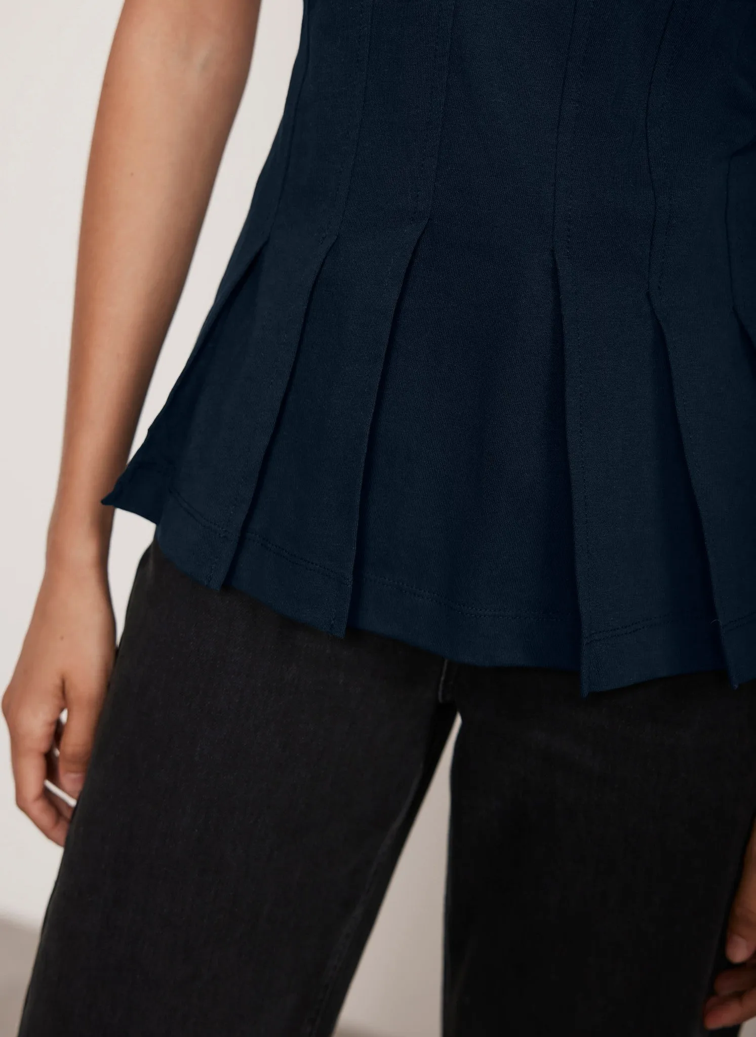 Navy Blue Seam Detail Peplum Top sold by Mint Velvet product image thumbnail 3