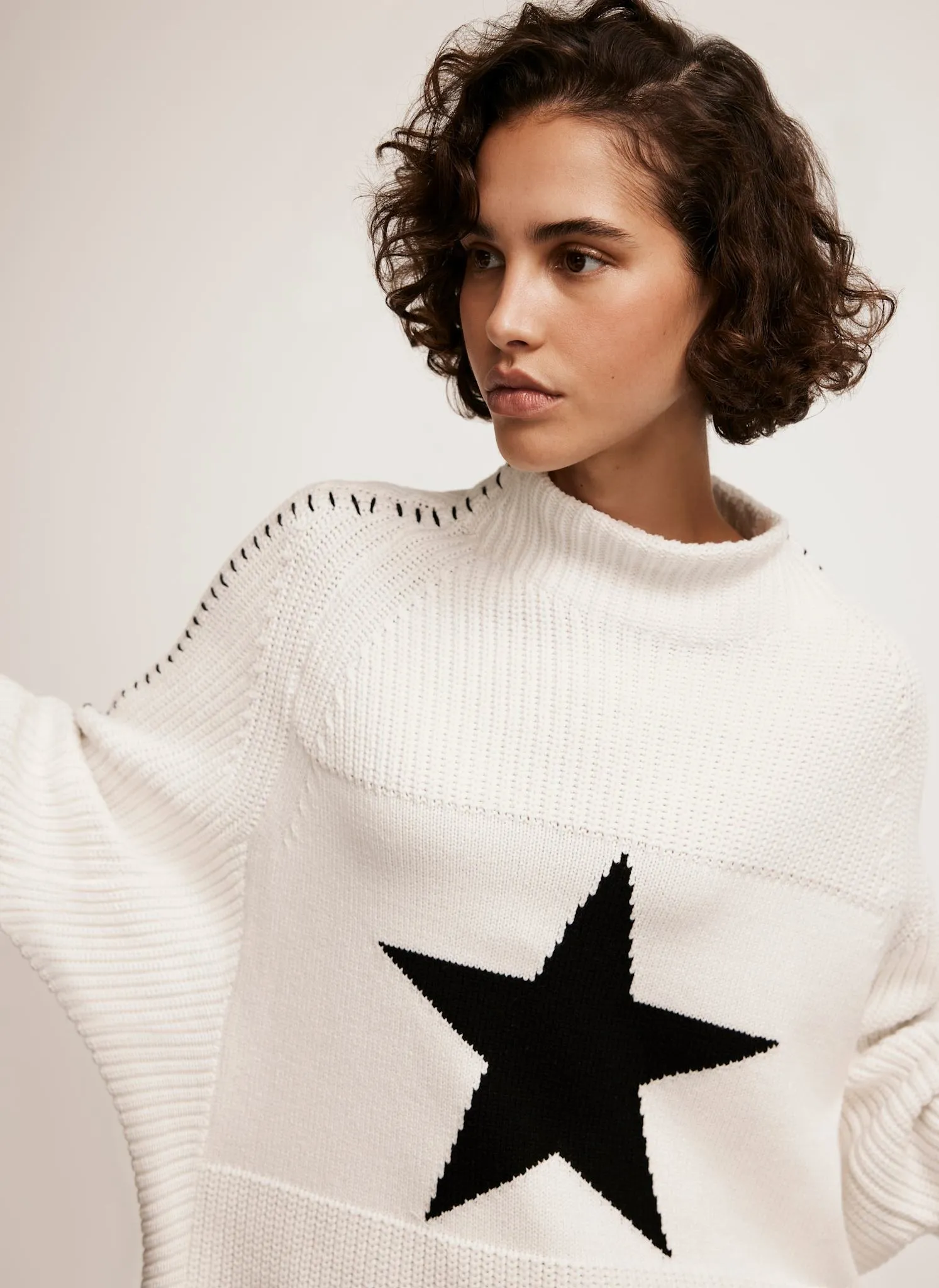 White Cotton Blend Star Jumper sold by Mint Velvet product image thumbnail 3