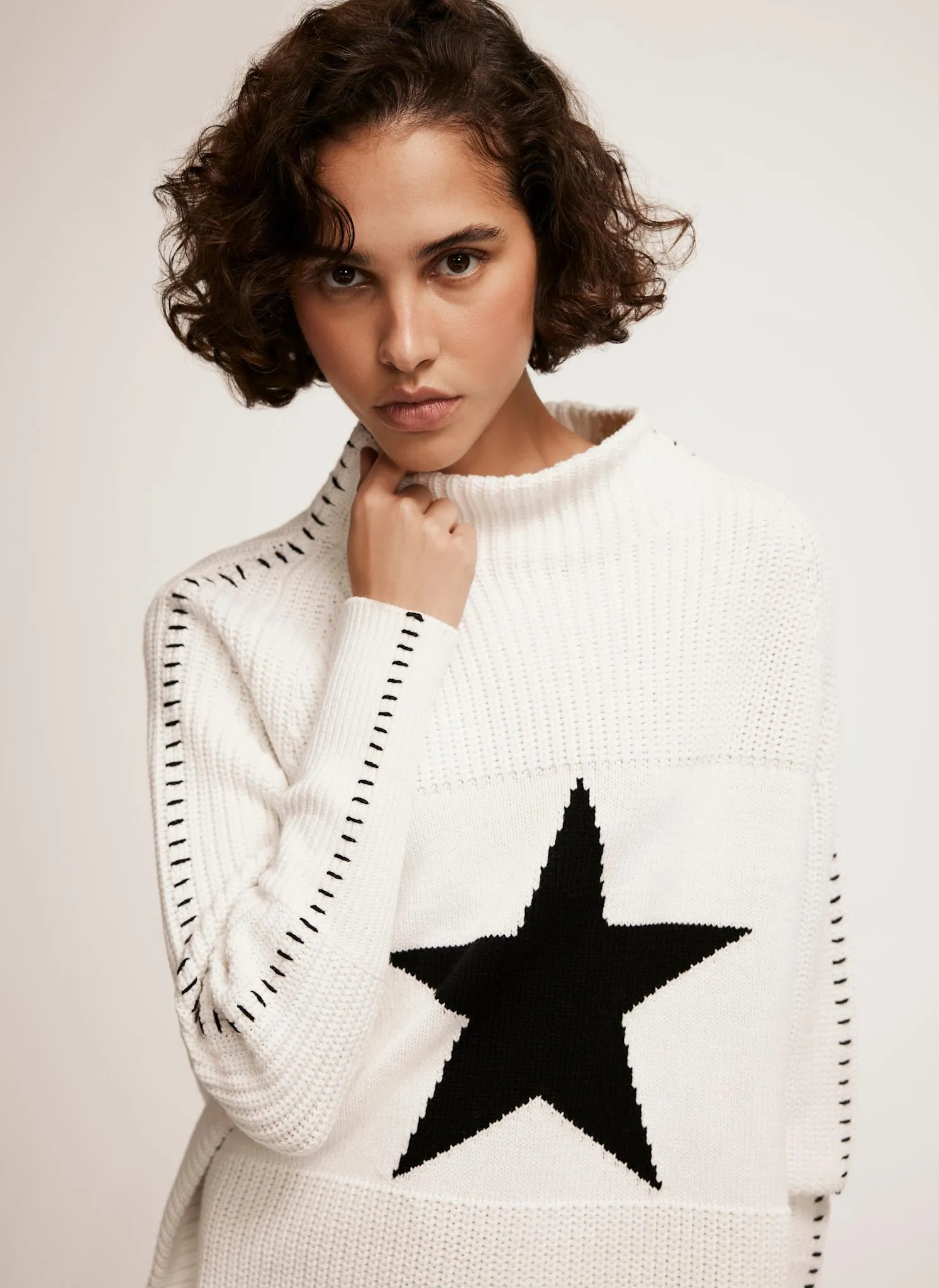 White Cotton Blend Star Jumper sold by Mint Velvet product image thumbnail 5
