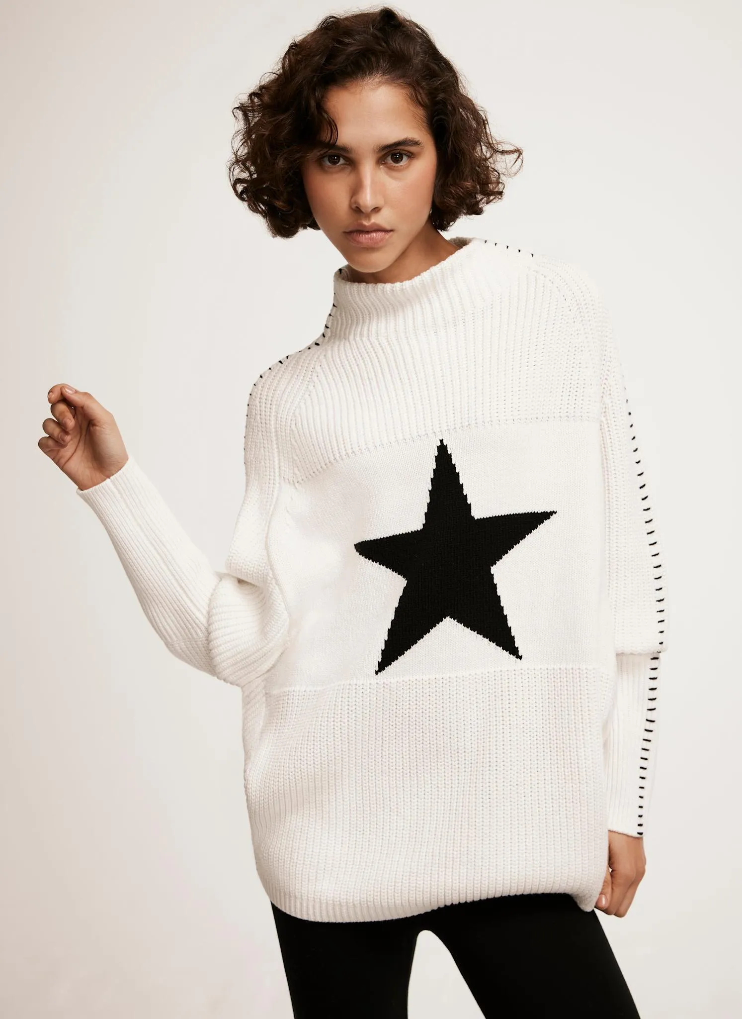 White Cotton Blend Star Jumper sold by Mint Velvet product image thumbnail 4