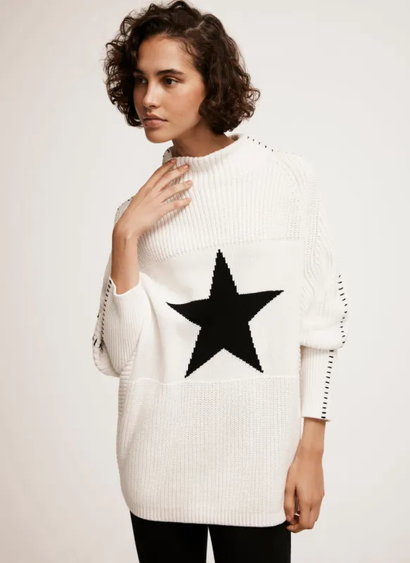 White Cotton Blend Star Jumper sold by Mint Velvet
