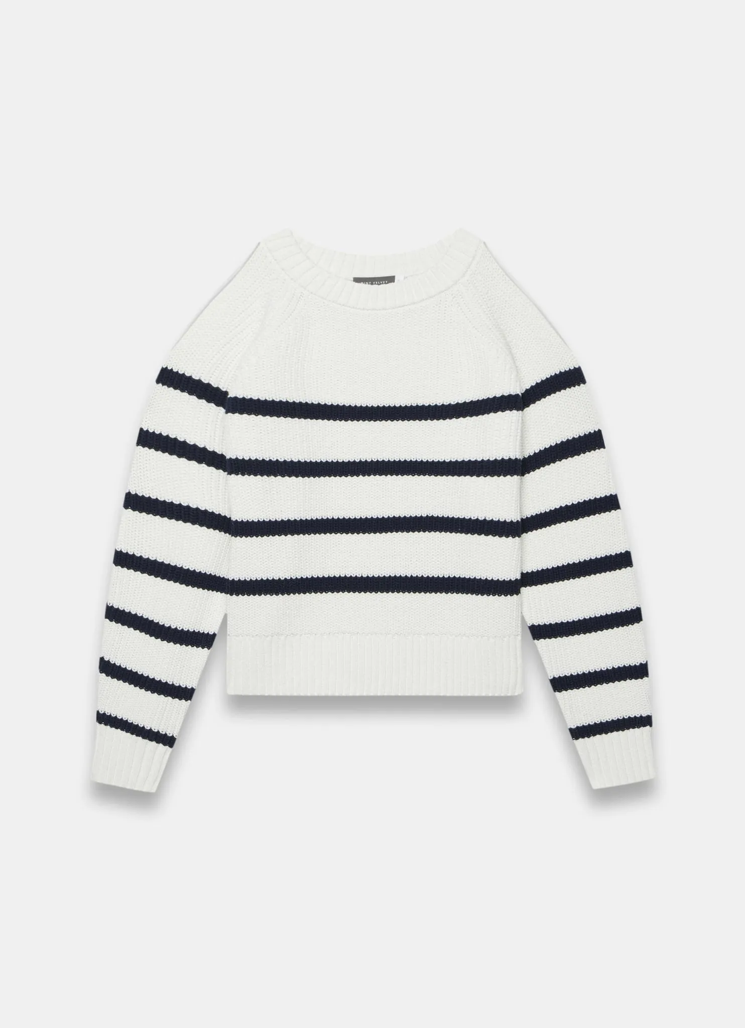 White Cotton Blend Striped Cut Out Jumper sold by Mint Velvet product image thumbnail 5