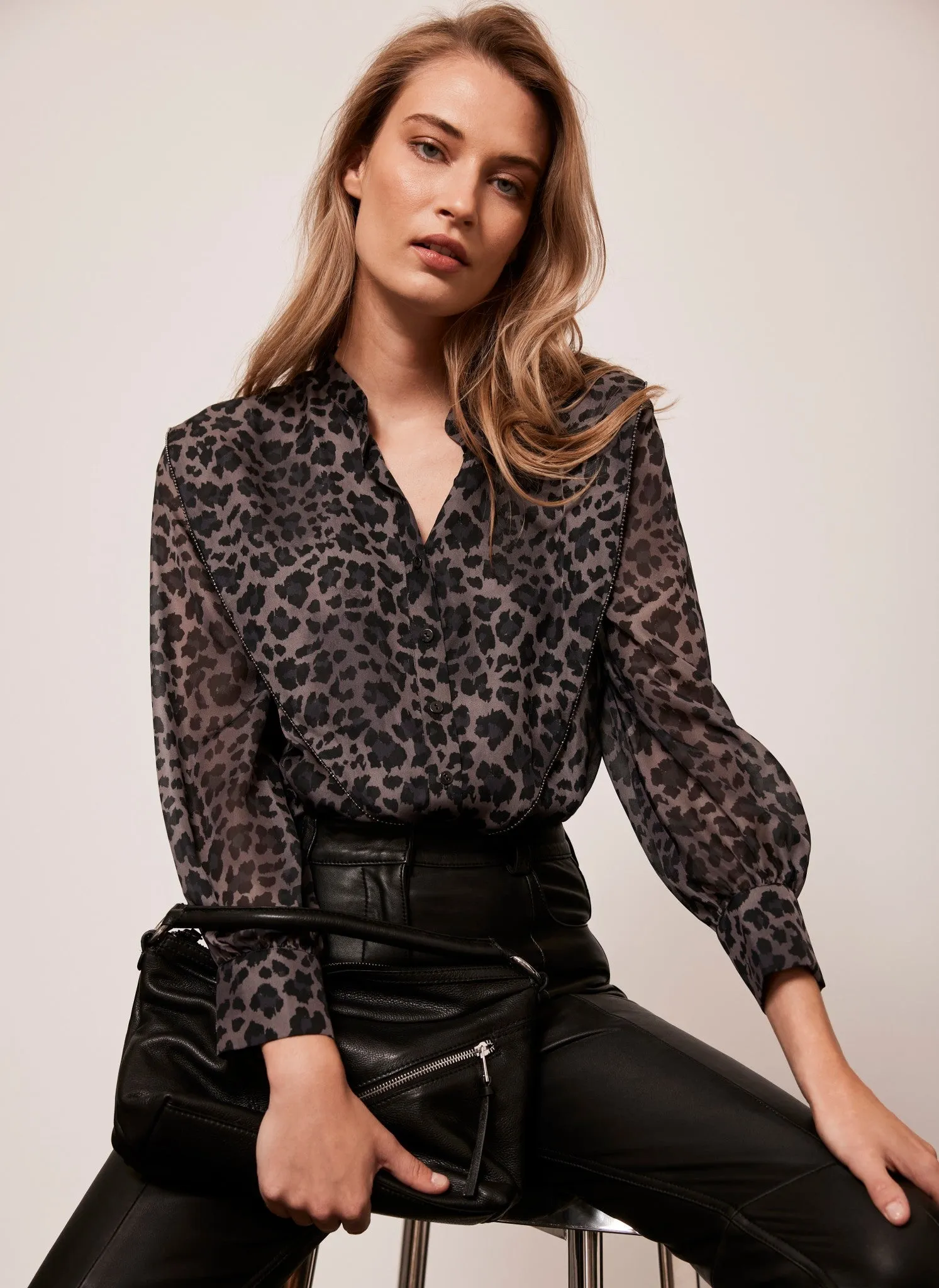 Grey Animal Print Blouse sold by Mint Velvet product image thumbnail 2