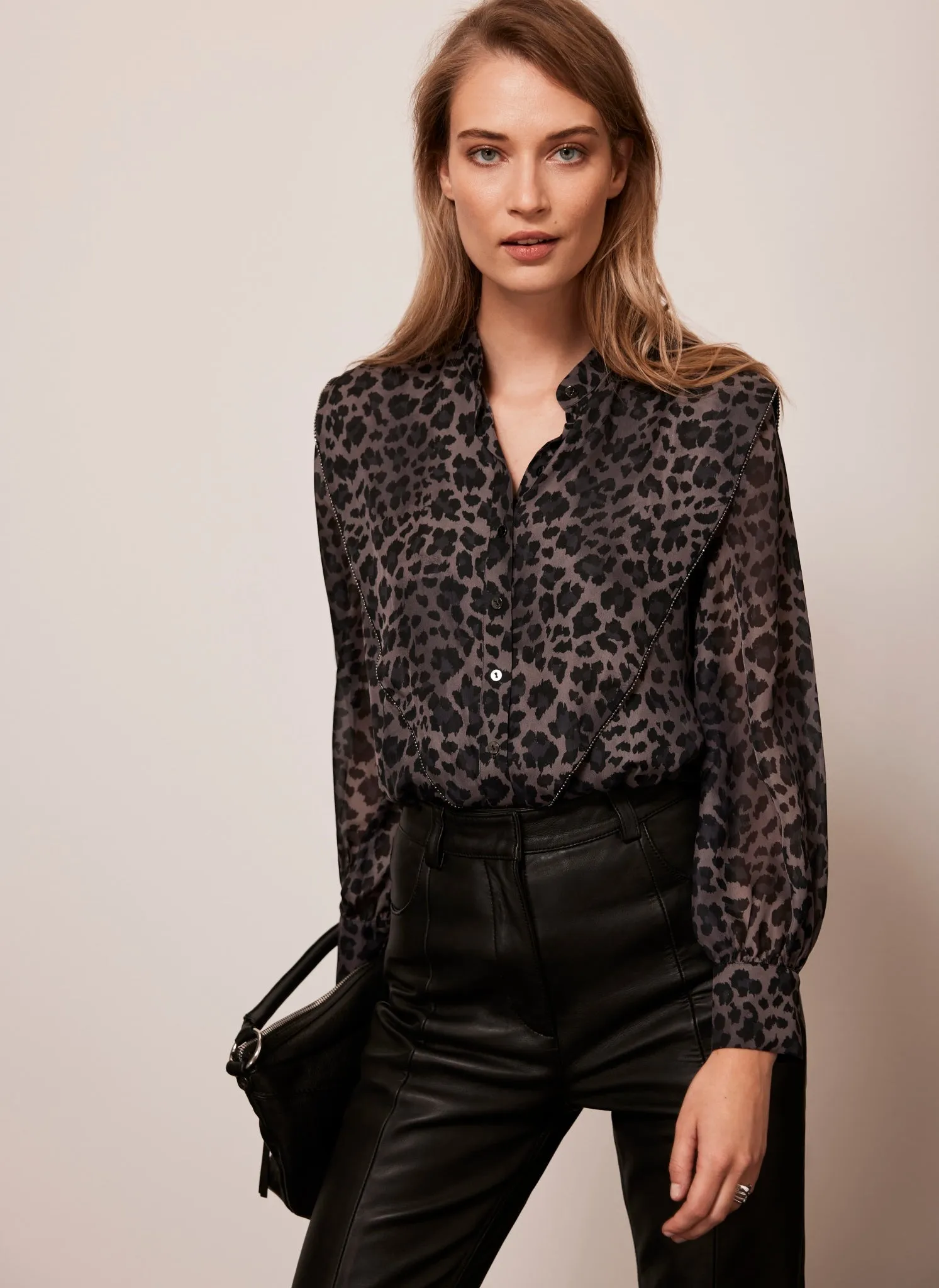 Grey Animal Print Blouse sold by Mint Velvet product image thumbnail 4