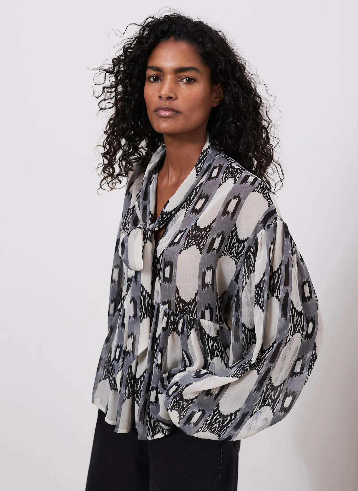 Grey Abstract Print Blouse sold by Mint Velvet product image thumbnail 5