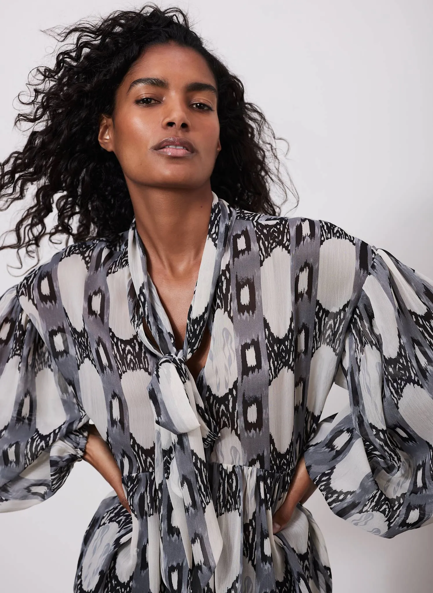 Grey Abstract Print Blouse sold by Mint Velvet product image thumbnail 2