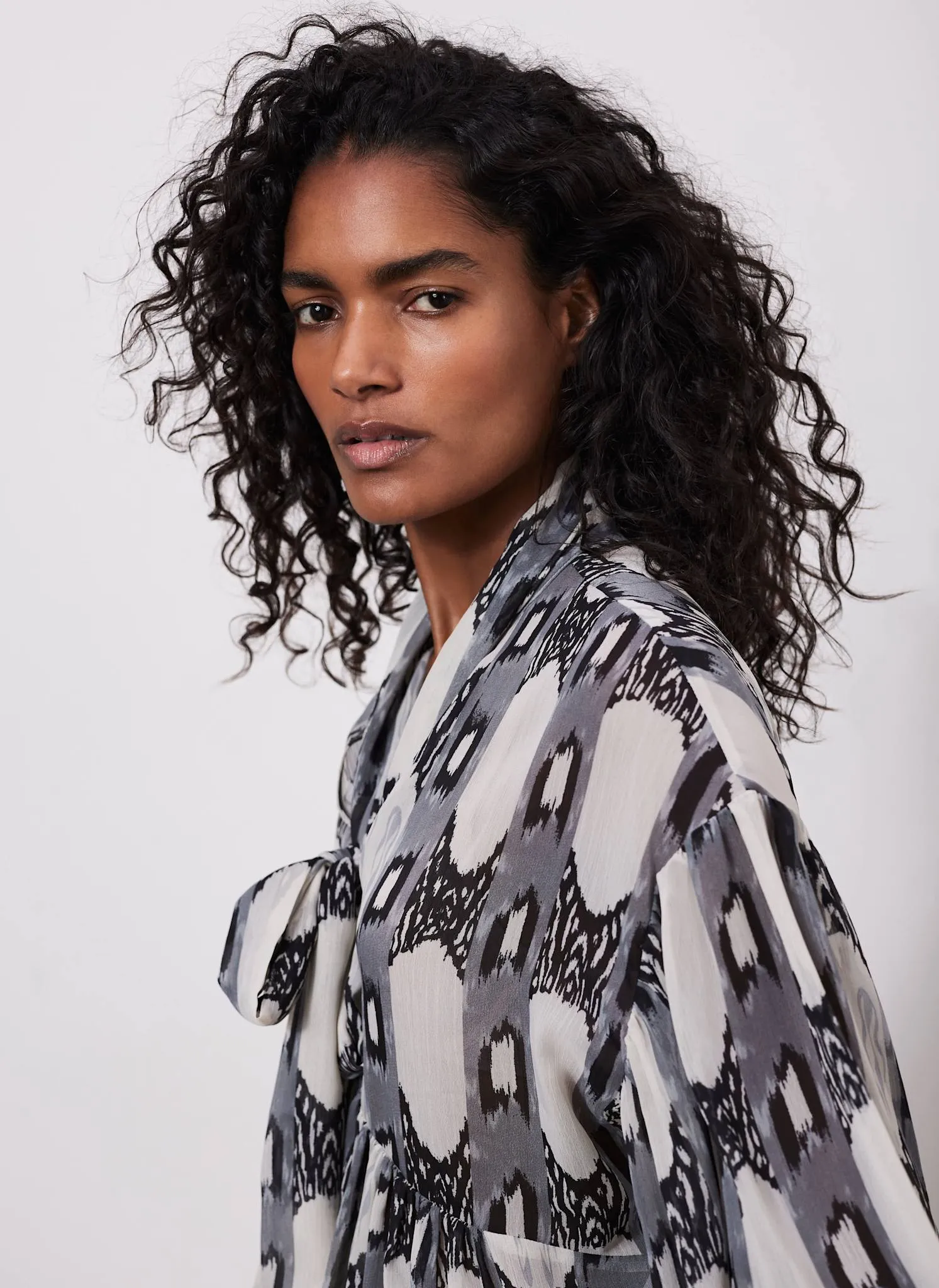 Grey Abstract Print Blouse sold by Mint Velvet product image thumbnail 4