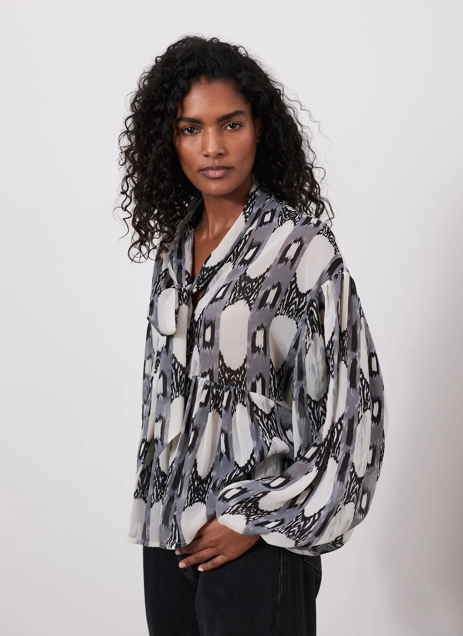 Grey Abstract Print Blouse sold by Mint Velvet product image thumbnail 3