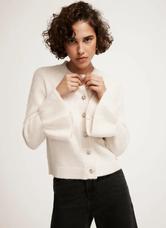 Cream Fluted Sleeve Cardigan sold by Mint Velvet