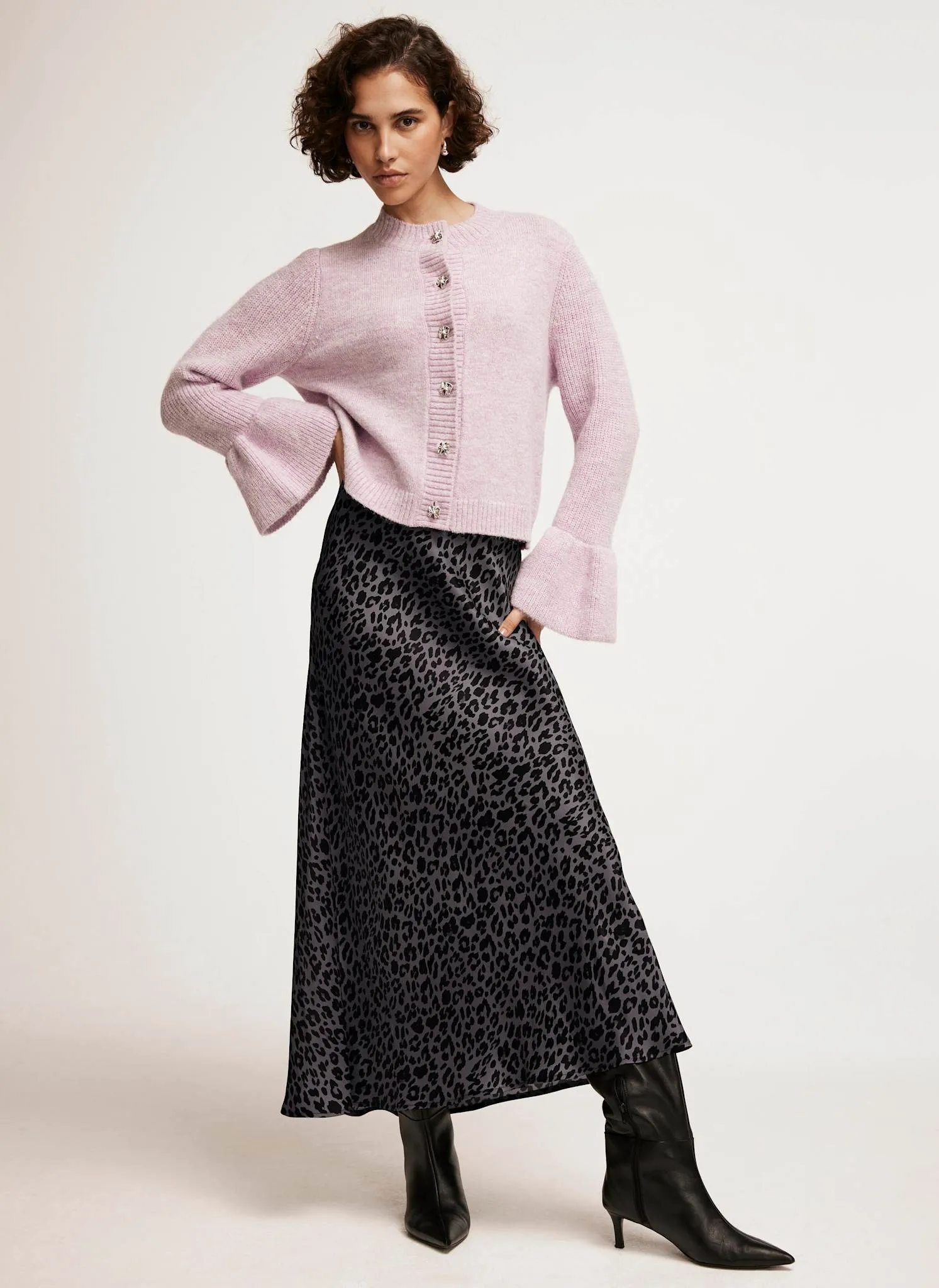 Grey Leopard Print Slip Skirt sold by Mint Velvet