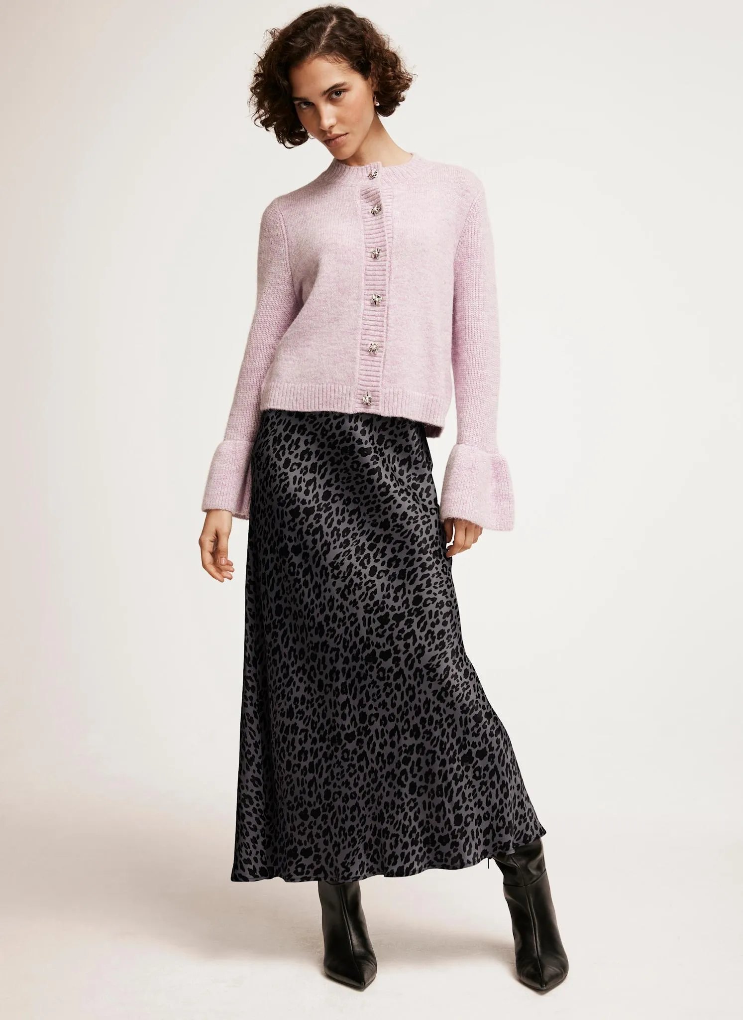 Grey Leopard Print Slip Skirt sold by Mint Velvet product image thumbnail 5