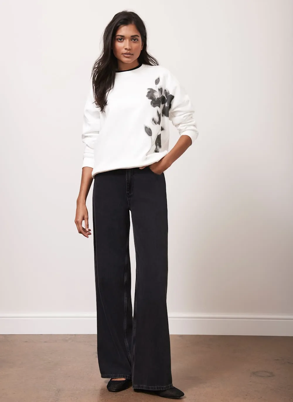 White Flower Print Sweatshirt sold by Mint Velvet product image thumbnail 5