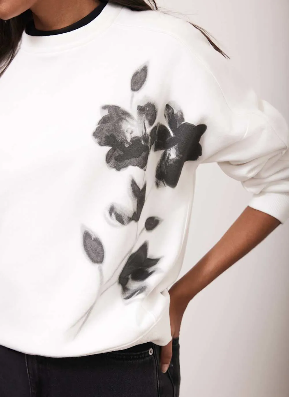 White Flower Print Sweatshirt sold by Mint Velvet product image thumbnail 4