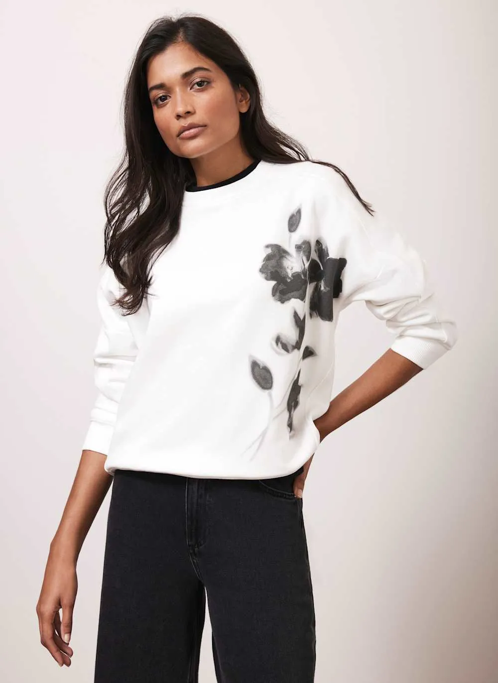 White Flower Print Sweatshirt sold by Mint Velvet
