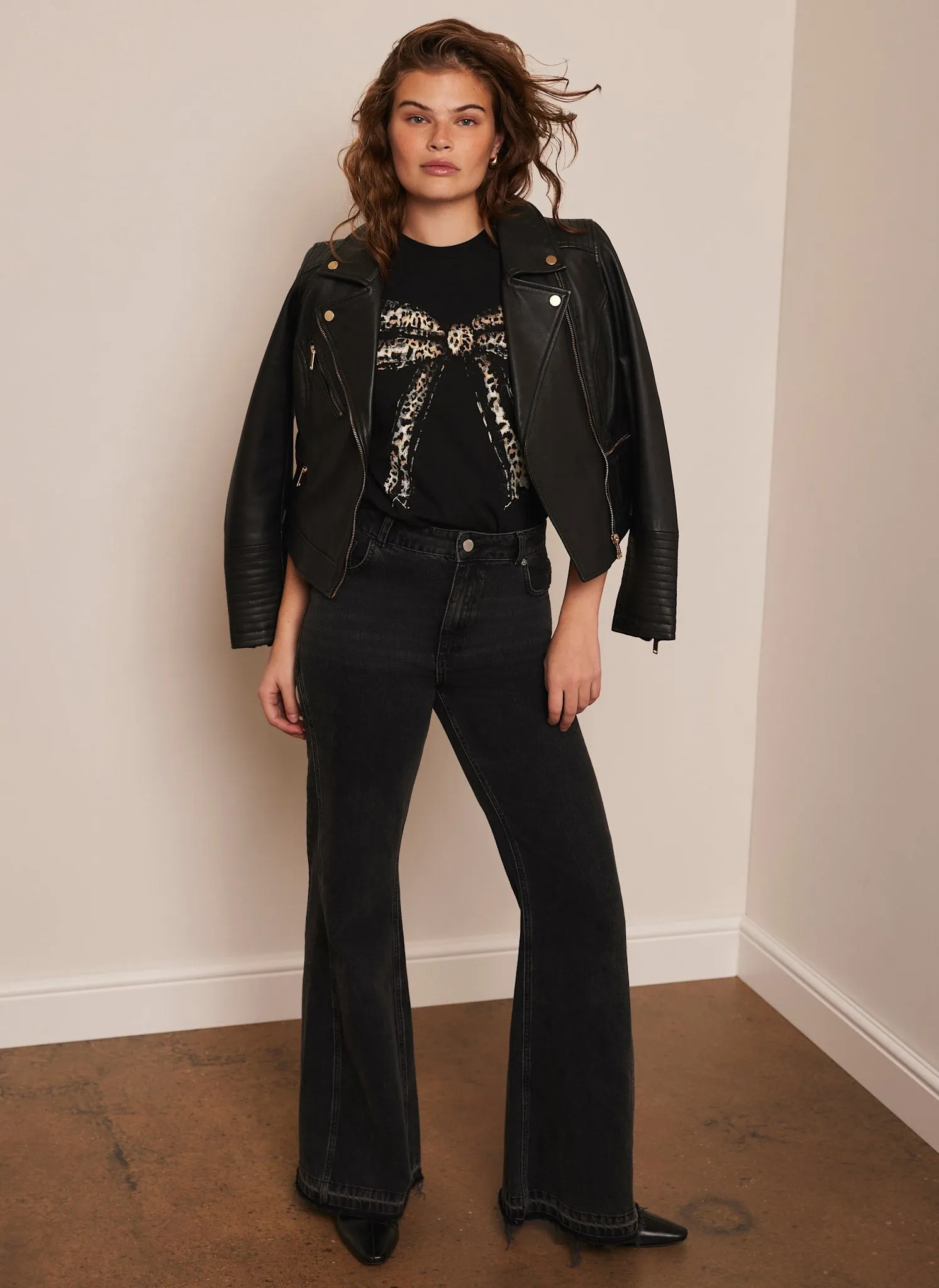 Black Leopard Graphic Bow T-Shirt sold by Mint Velvet product image thumbnail 5