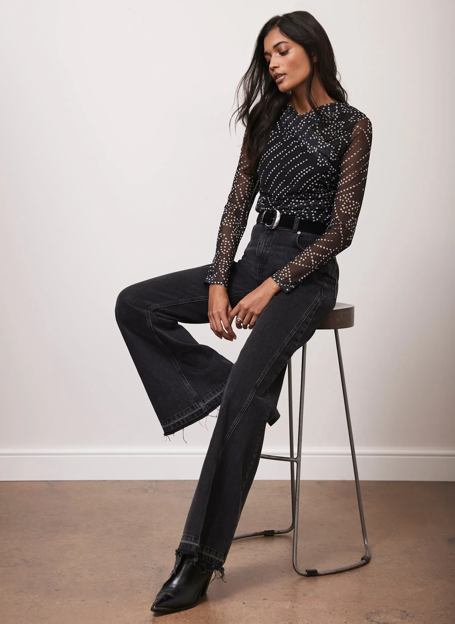 Black Spot Print Mesh Top sold by Mint Velvet product image thumbnail 4