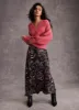 Black Abstract Print Satin Midi Slip Skirt sold by Mint Velvet