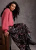 Black Abstract Print Satin Midi Slip Skirt sold by Mint Velvet