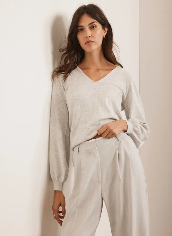 Grey V Neck Jumper made by Mint Velvet