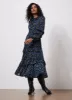 Blue Floral Print Ruched Midi Dress sold by Mint Velvet