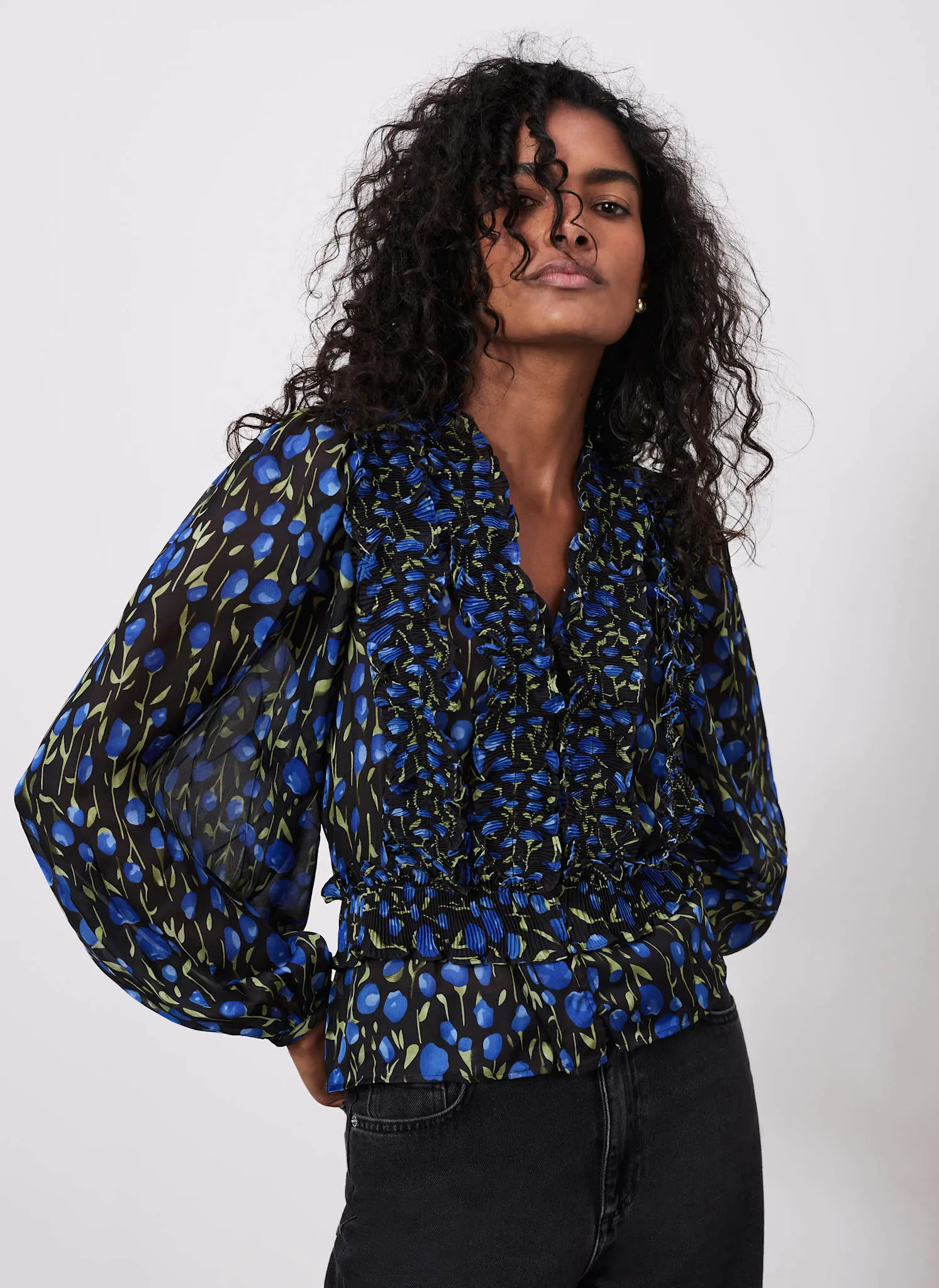 Blue Floral Print Blouse sold by Mint Velvet