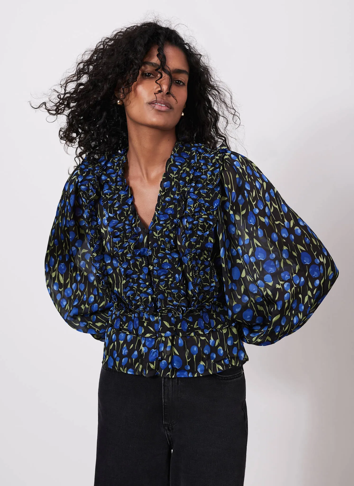 Blue Floral Print Blouse sold by Mint Velvet product image thumbnail 5