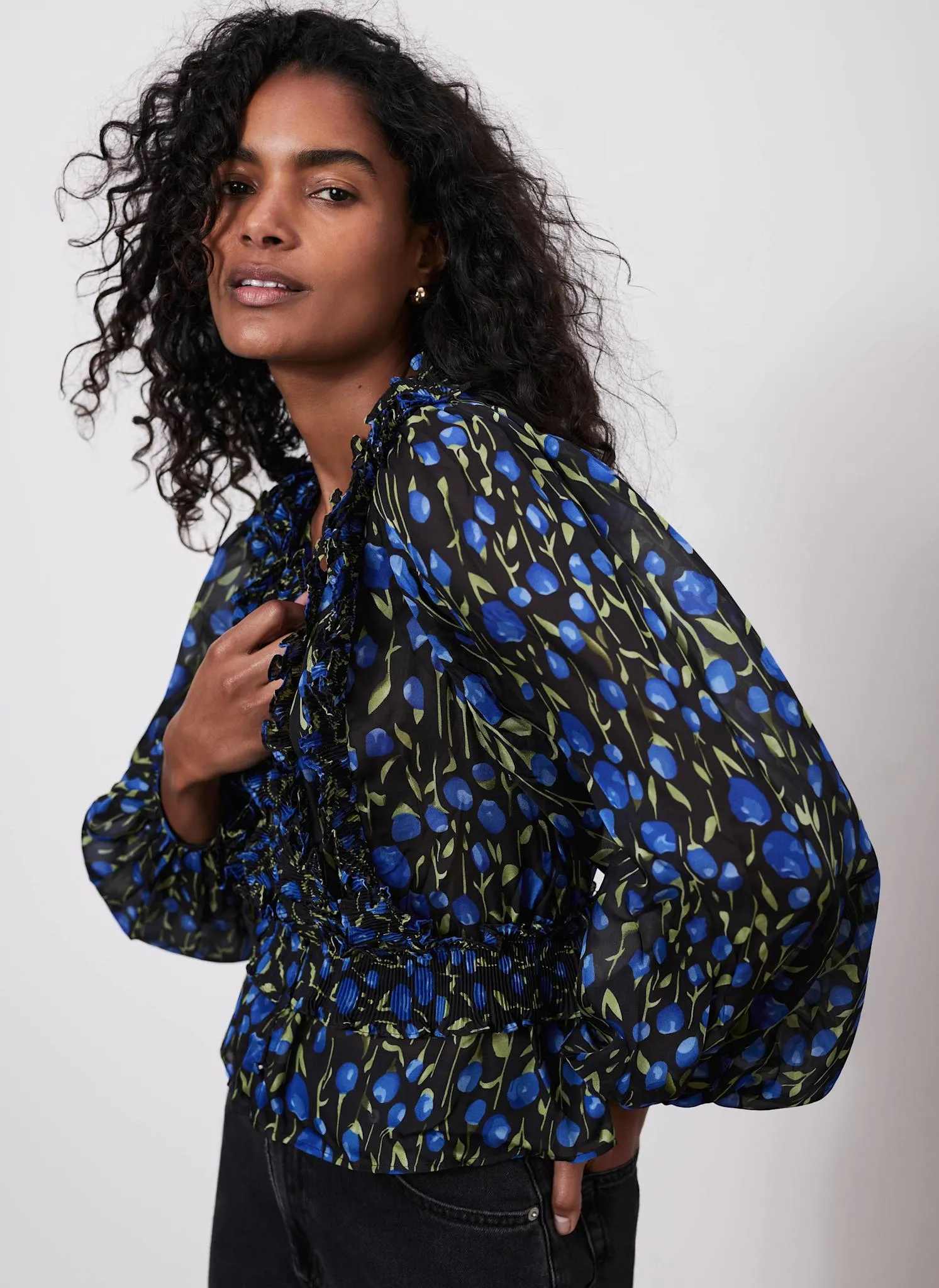 Blue Floral Print Blouse sold by Mint Velvet product image thumbnail 3