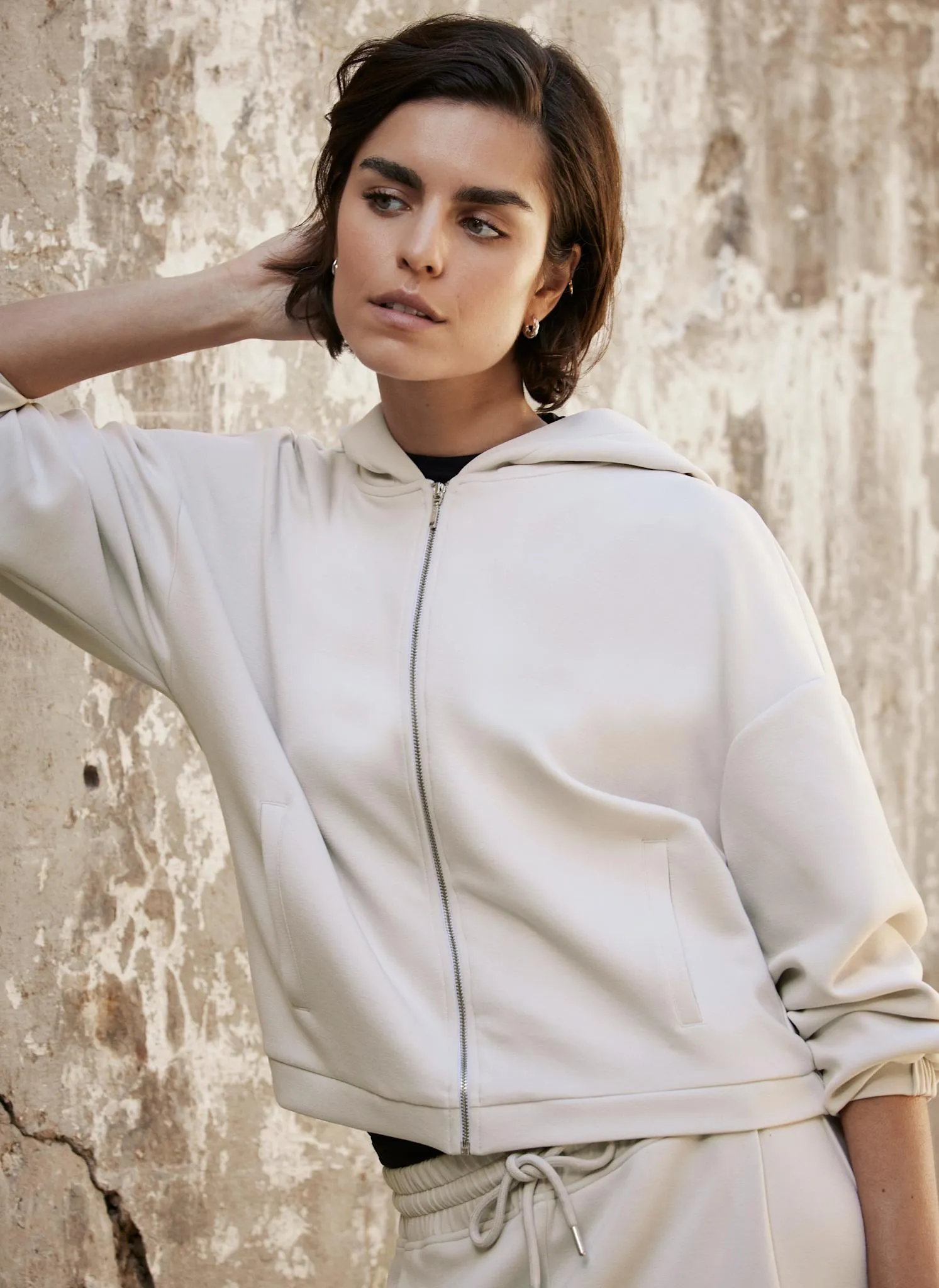 Neutral Zip Up Softluxe Hoodie sold by Mint Velvet product image thumbnail 2