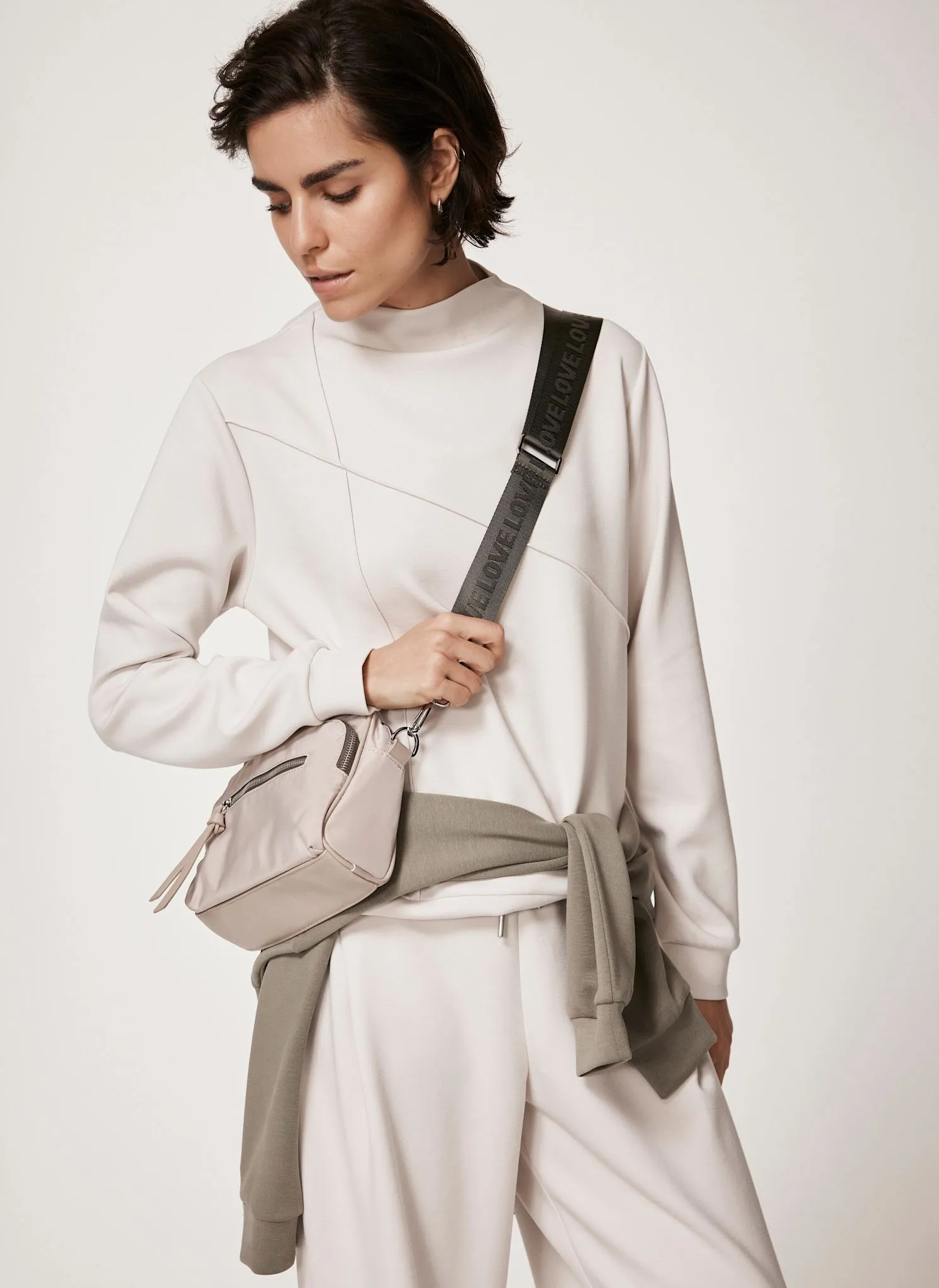 Neutral High Neck Softluxe Sweatshirt sold by Mint Velvet product image thumbnail 3