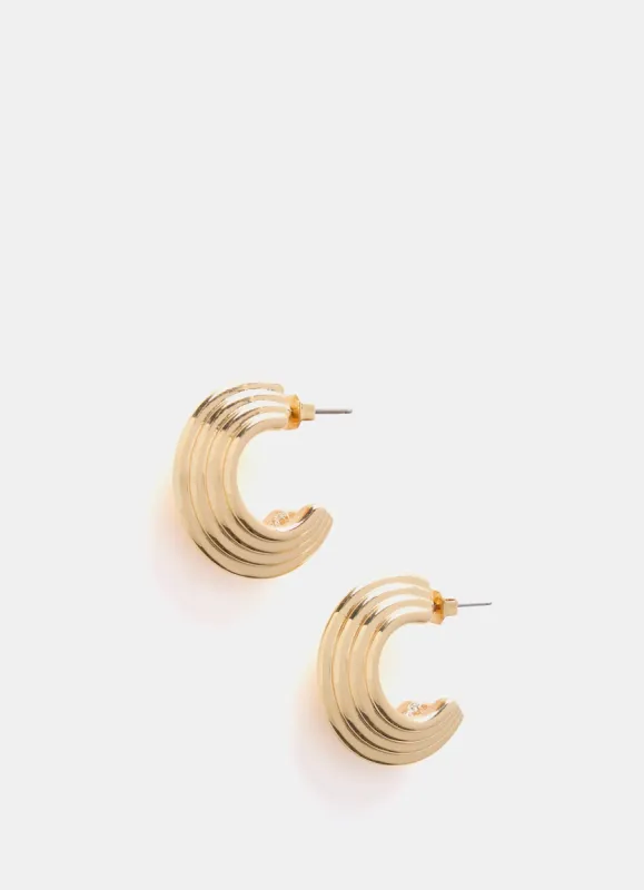 Gold Tone Ribbed Hoop Earrings sold by Mint Velvet