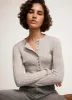 Grey Ribbed Henley Knit Top sold by Mint Velvet
