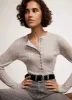 Grey Ribbed Henley Knit Top sold by Mint Velvet