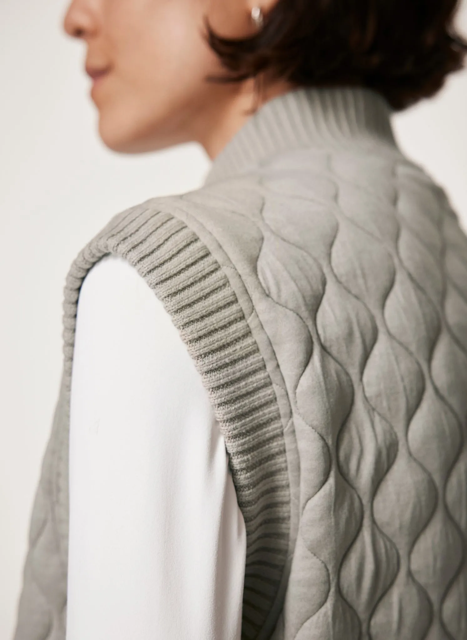Khaki Quilted Cotton Blend Gilet sold by Mint Velvet product image thumbnail 5