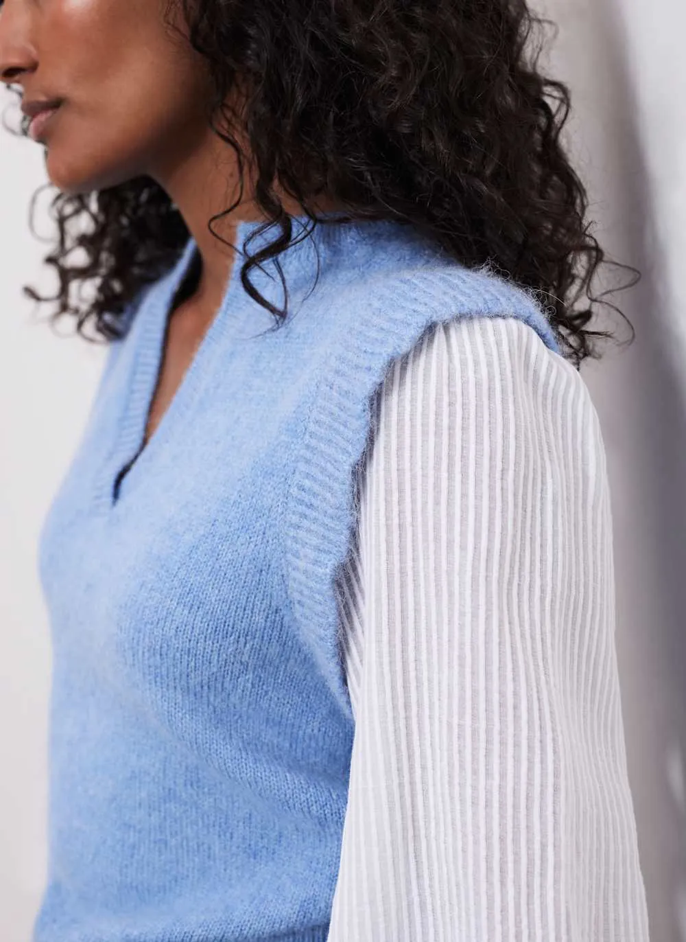 Blue Wool Blend Layered Knit Jumper sold by Mint Velvet product image thumbnail 4
