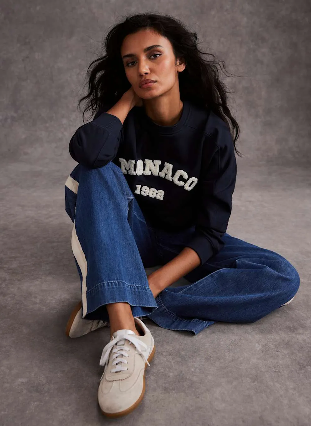 Navy Monaco Slogan Sweatshirt sold by Mint Velvet product image thumbnail 5
