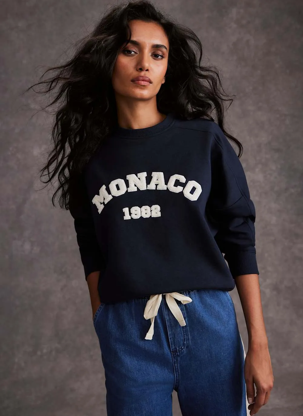 Navy Monaco Slogan Sweatshirt sold by Mint Velvet product image thumbnail 3