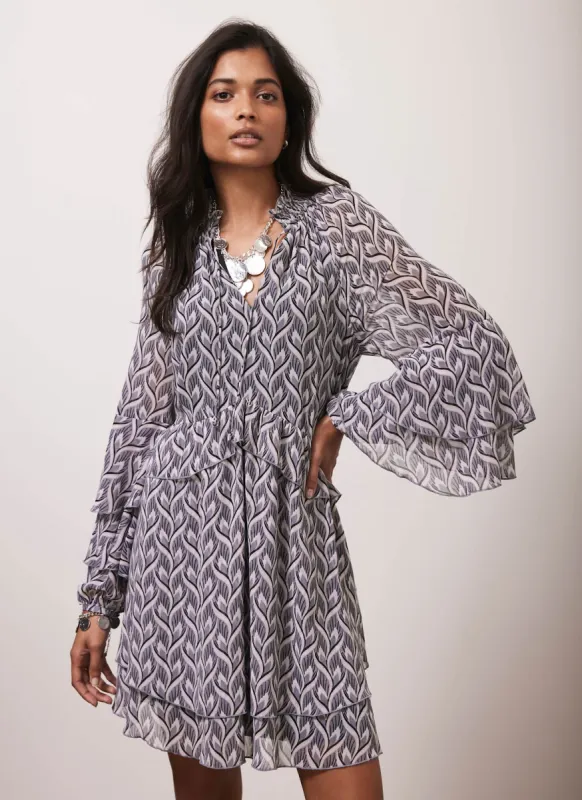 Grey Geometric Print Mini Dress sold by Mint Velvet