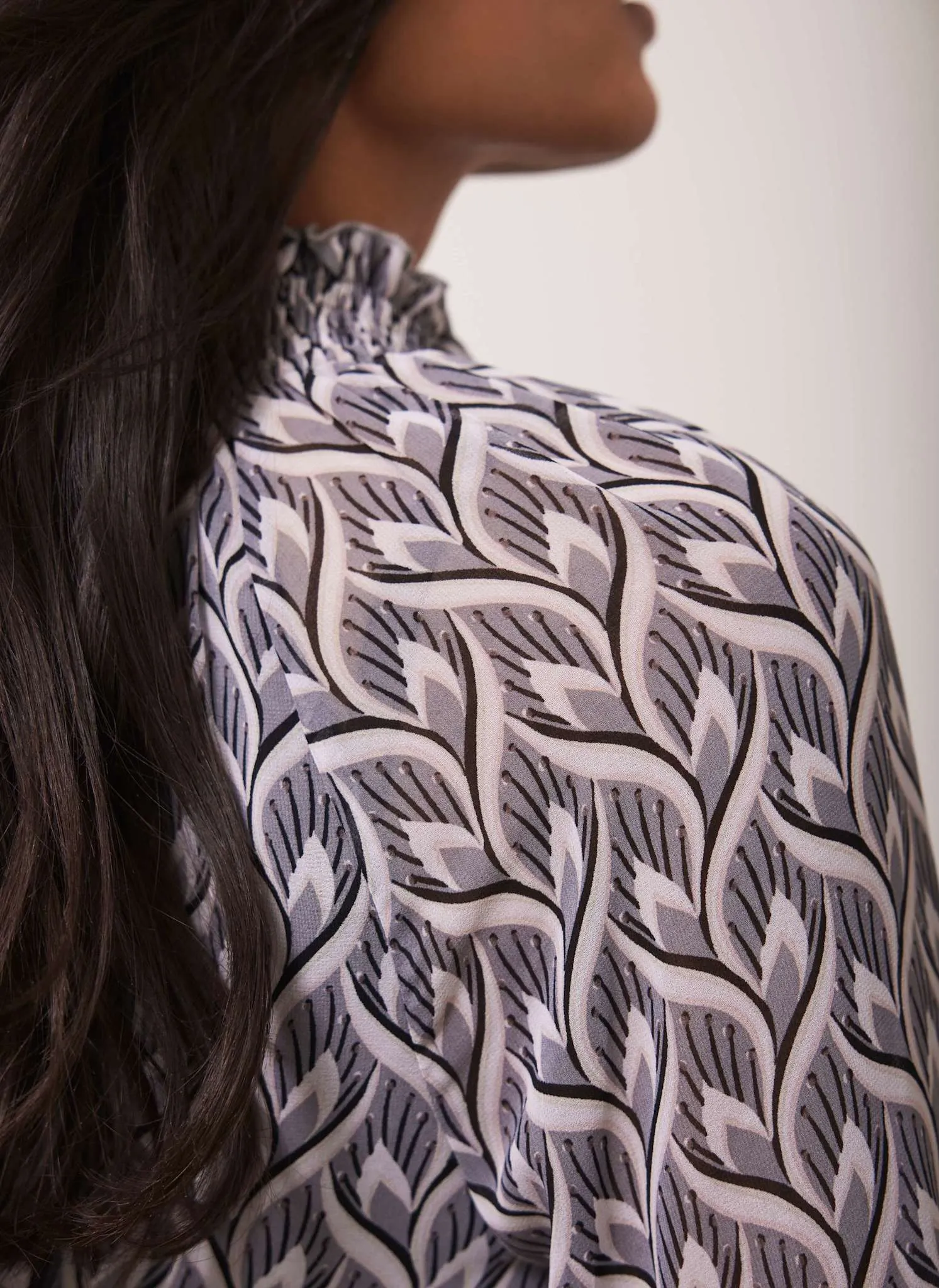 Grey Geometric Print Mini Dress sold by Mint Velvet product image thumbnail 4