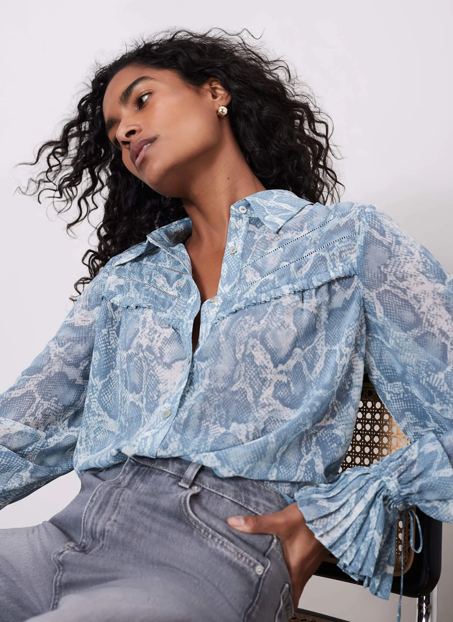 Blue Snake Print Boho Shirt sold by Mint Velvet product image thumbnail 5