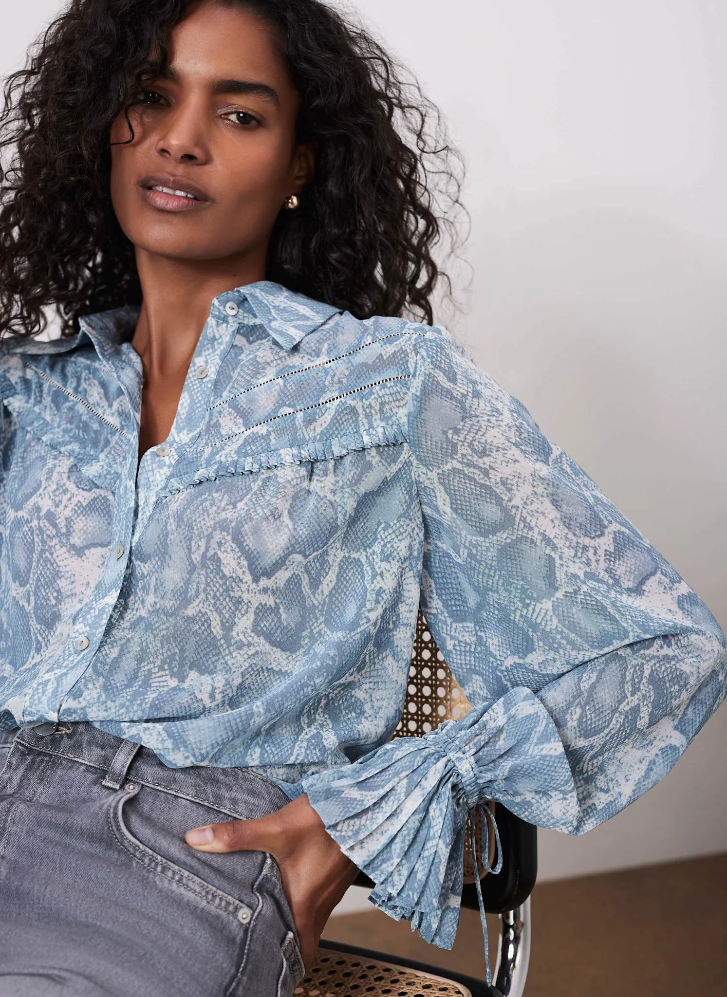 Blue Snake Print Boho Shirt sold by Mint Velvet product image thumbnail 2