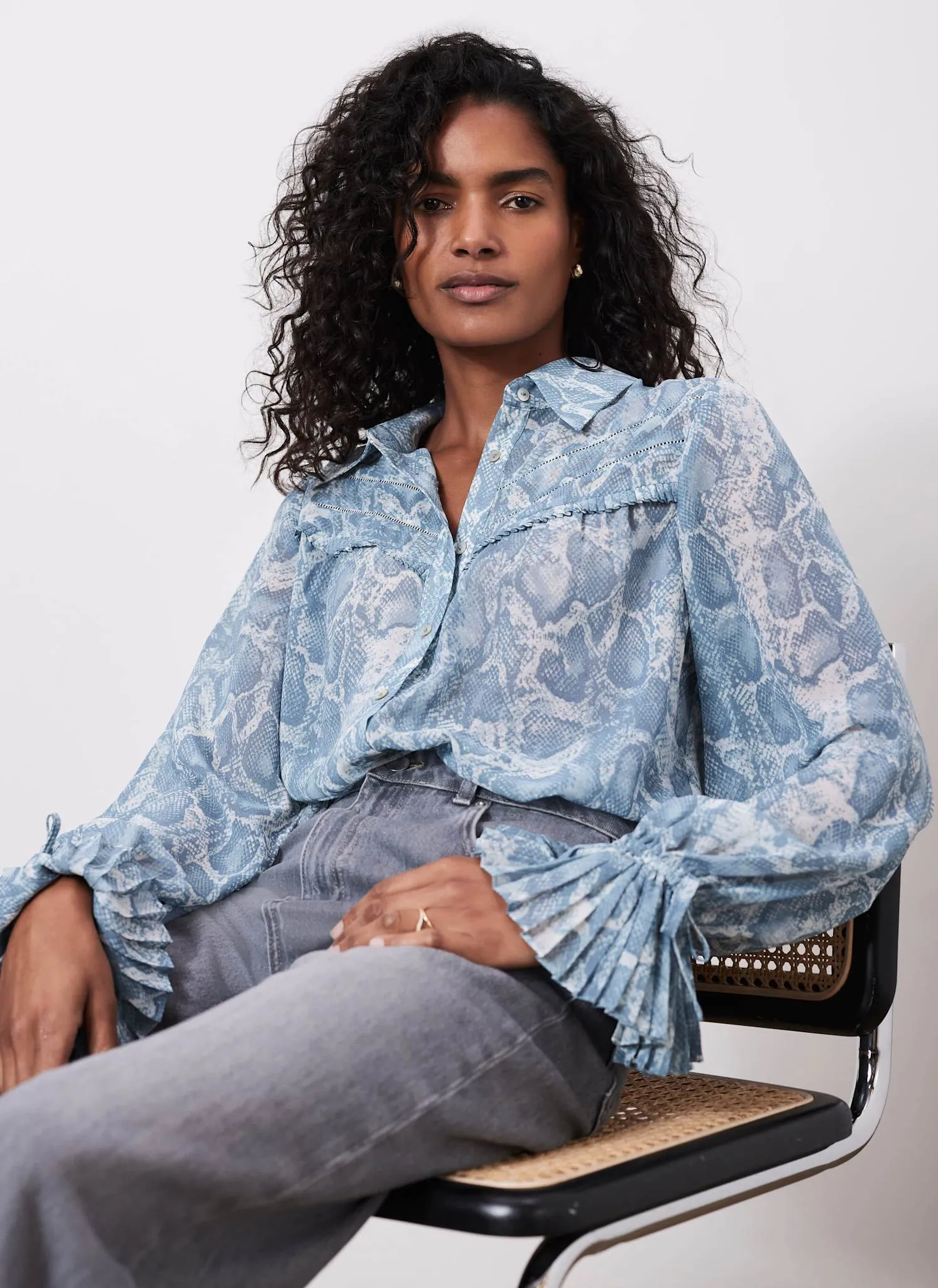 Blue Snake Print Boho Shirt sold by Mint Velvet